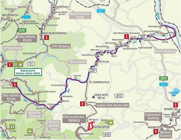 kaart ahrtal fietsroute