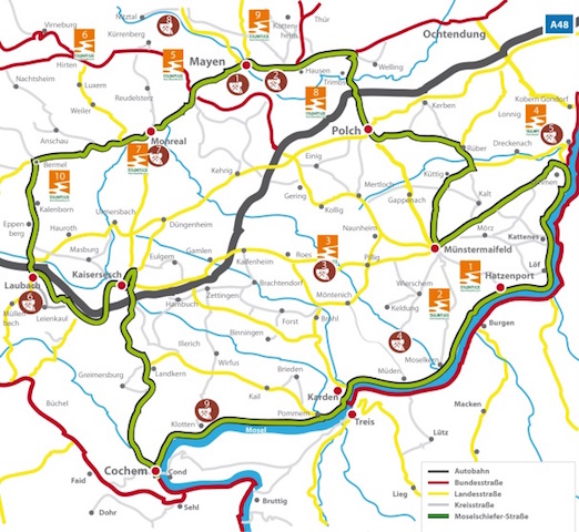 kaart plattegrond map moselschiefer strasse eifel duitsland moezel