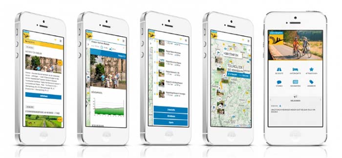 De Vennbahn app. Ideaal voor onderweg dus downloaden op je smartphone.
