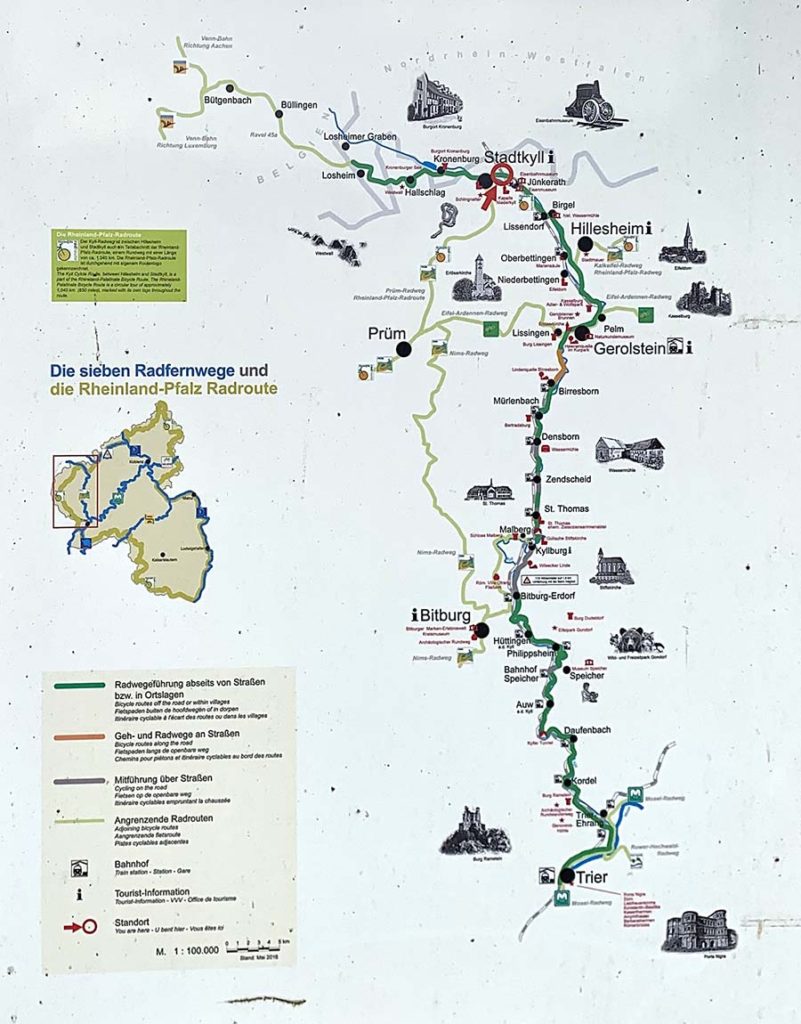 Overzicht kaart van de Kyll-Radweg.