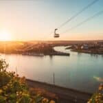 kabelbaan koblenz zonsondergang. Copyright by Skyglide Event Deutschland GmbH